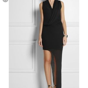 helmut Lang jersey knit black asymmetrical dress